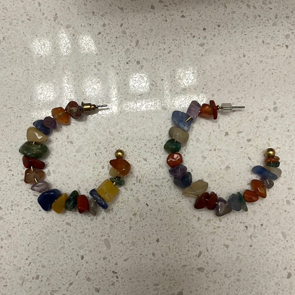 Zara gemstone hoop earrings